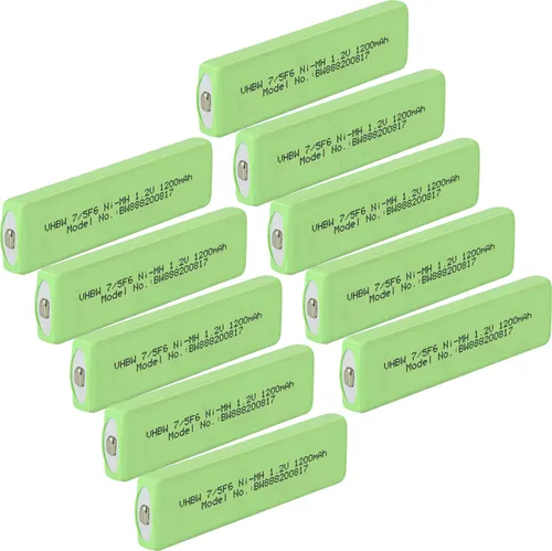 vhbw 10x Akkuzelle kompatibel mit Sharp AD-N55BT, IM-DR580H, IM-DR80, IM-MT770, IM-MT877 CD Player (1100 mAh, 1,2 V, NiMH), Akku 7/5F6, Button Top