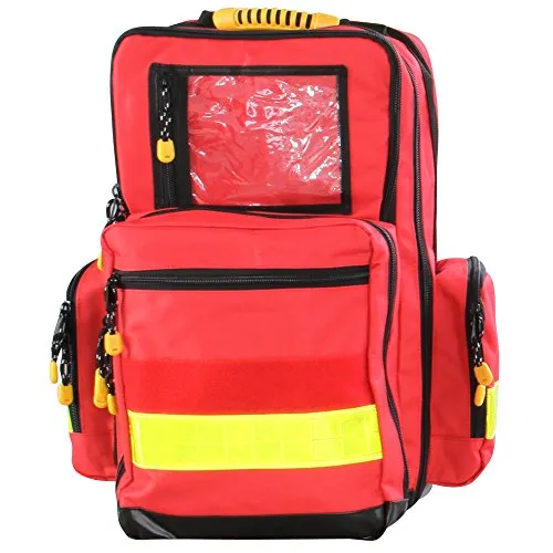 Sanismart Notfallrucksack Medicus M, rot, wasserabweisend - Robuster, wasserabweisender Rucksack mit 28 Litern Volumen. Durchdachtes Innenraummanagement und zahlreiche Fächer für optimale Organisation. Ideal für den professionellen Einsatz und unterwegs.