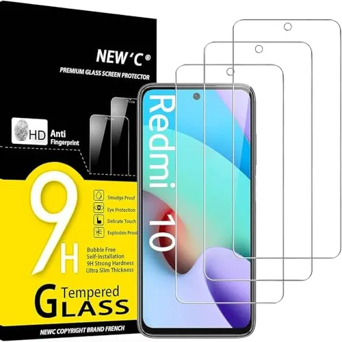NEW'C 3 Stück für Xiaomi Redmi 10 für Panzerglas, Frei von Kratzern, 9H Härte, HD Displayschutzfolie, 0.33mm Ultra-klar, Ultrabeständig