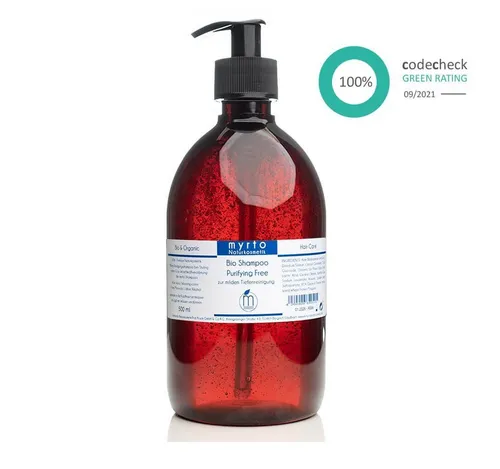 myrto Naturkosmetik Kopfhaut-Pflegeshampoo Natur Bio Shampoo Purifying Free - zur milden Tiefenreinigung, frei von Duftstoffen, frei von Alkohol, emulgatorfrei