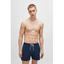 BOSS Men Iconic Navy413, L - Badeshorts für Herren mit Innenslip, elastischem Bund und praktischen Taschen. Stilvolles Design mit BOSS-Farben und kleinem Logo für einen eleganten Look am Strand.