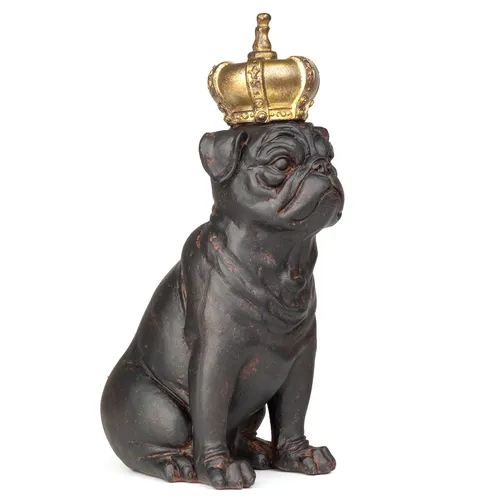 Moritz-Design Deko-Figur Mops Hunde-König mit Krone sitz modern Tiere garten