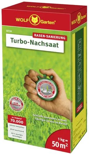 WOLF-Garten Nachsaat-Rasen LR 50 - 1 kg Rasensamen für 50 m², ideal für eine dichte und grüne Rasenfläche