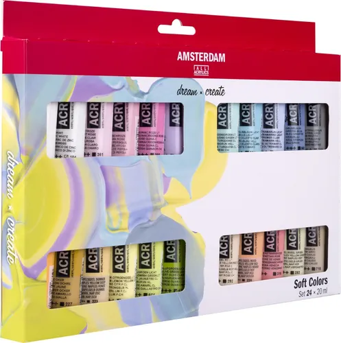 ROYAL TALENS Acrylfarbe AMSTERDAM 24 x 20 ml - Schreibutensilien: Hochwertige Acrylfarbe mit schneller Trocknungszeit und mittlerer Viskosität, ideal für kreative Projekte und vielseitig einsetzbar.