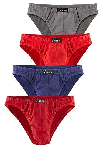 LE JOGGER Herren Slip 4er Pack - Herren-Slips im 4er Pack aus elastischer Baumwoll-Stretch-Qualität mit kontrastfarbenen Pipings für optimalen Tragekomfort und knappe Form.