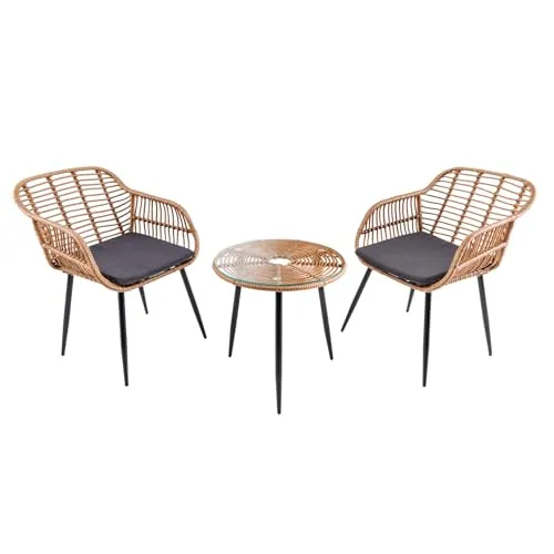 Outdoor Bistro Balkon-Set Paris - riess-ambiente.de - Möbelsets für Balkon und Terrasse, inklusive pflegeleichter Sitzkissen und robuster Tischplatte aus Sicherheitsglas. Hochwertiges Polyrattan sorgt für Langlebigkeit und Stil in Deinem Garten!