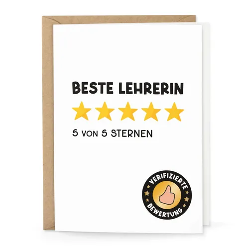 Karte "Beste Lehrerin" mit Umschlag Dankeskarte Grußkarte Abschluss