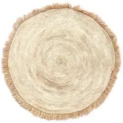 Marrakesch Orient & Mediterran Interior Teppich Boho Style Outdoor Rund Silva 140cm - Teppich im Boho-Stil, handgeknüpft aus Palmblättern und Raffia, schmutzabweisend und ideal für Indoor- und Outdoor-Bereiche, Durchmesser 140 cm.