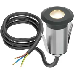 ledscom.de LED Bodeneinbauleuchte GLOX für außen, IP67, anthrazit, rund, 35mm Ø, warmweiß