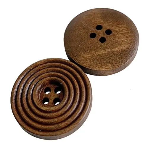 bottoni in legno, 25 mm, design a cerchi intagliati per cucire, lavorare a maglia, uncinetto, scrapbook, decorazione (Braun-B-25mm) 20