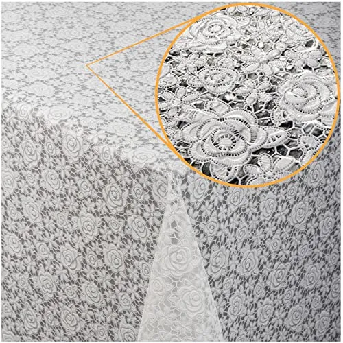 ANRO Tischdecke Lace Vinyl Wachstuch mit Häkelspitze Optik 400x138cm - Wasserabweisende Tischdecke mit Häkelspitze Optik, ideal für Feste und den täglichen Gebrauch. Pflegeleicht und abwaschbar, schützt Ihren Tisch zuverlässig vor Kratzern und Verschmutzungen.