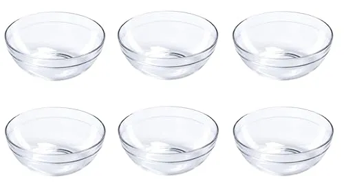Provance Dipschalen Dessertschalen Schüsseln aus Glas Glasschälchen Tapasschalen (6 Stück, Ø 9 cm) | Vielseitig für Tapas, Desserts & Snacks | Perfekte Servierschalen | Modern & Stapelbar