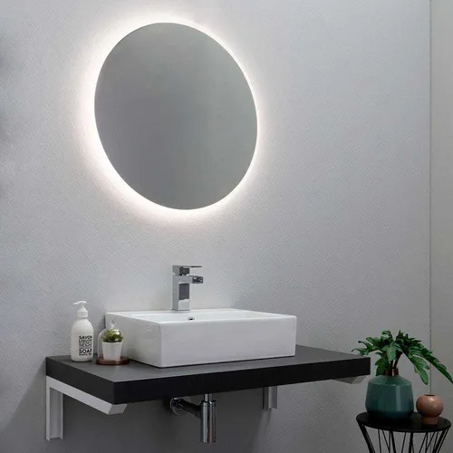 Runder Hintergrundbeleuchteter Spiegel mit LED-Licht 70 cm – Transparent - Runder Badspiegel mit LED-Hintergrundbeleuchtung (IP44) für eine stilvolle Raumgestaltung. Einfach zu montieren, bringt er Licht und Eleganz in Ihr Badezimmer.