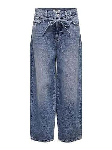 ONLY Weite Jeans Gianna – Bequeme Denim in Blau - Jeans in Größe 28, aus 100% Baumwolle, mit Mid Waist und lässigem Schnitt. Ideal für einen entspannten Look und hohen Tragekomfort.