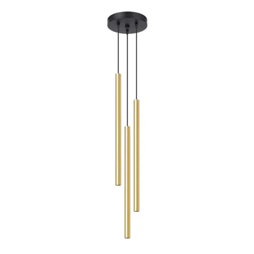 Lampa Wisząca PASTELO 3P złoty połysk - Elegante Deckenleuchte aus Stahl, ideal für moderne Räume. Ihre 2,5x50 cm Lampenschirme sorgen für gleichmäßige und gemütliche Beleuchtung. Kompatibel mit G9 LED-Lampen, energieeffizient und stilvoll.