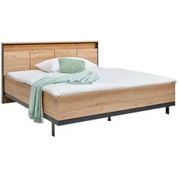 Voleo Bett, Schwarz, Eiche Artisan, Metall, F, 180x200 cm, Beleuchtung, Schlafzimmer, Betten, Doppelbetten