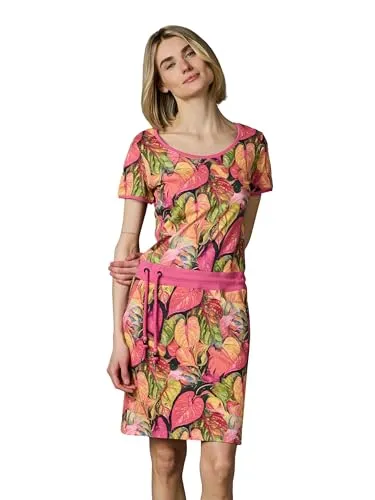 Ragwear Damen Kurzarm Sommerkleid Baomi Tropic YOUMODO Gr. L - Stylisches Kurzarmkleid mit tropischem Allover-Print für warme Tage. Leichtes Material sorgt für hohen Tragekomfort, während seitliche Eingriffstaschen Funktionalität bieten. Ideal für entspannte City-Trips oder Strandbesuche.