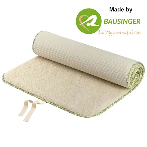 Yogamatte Schurwolle Bausinger Akzent 75 x 200 cm - Paisley Grün - Hochwertige Yogamatte aus Schurwolle für komfortables Training, mit eleganter Paisley Grün Einfassung. Ideal für Yoga und Pilates.