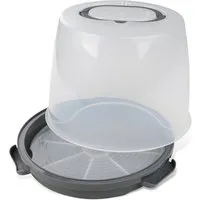 Dr.Oetker Kuchentransportbox 25 cm - Servierplatten, runde Kunststoffbox mit Tragegriff und Clipverschluss – ideal für den sicheren Transport von Kuchen und Torten.