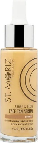 ST. MORIZ Professional Prime and Glow Face Tan Serum - 2-in-1 Selbstbräuner und Primer - Gesichtsselbstbräuner mit Hyaluronsäure und Squalan für samtig weiche, hydratisierte Haut. Ideal als Make-up-Basis und für eine allmähliche, natürliche Bräune.