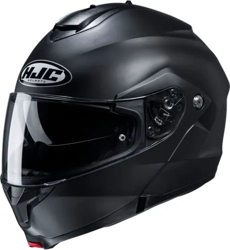 HJC C91N Solid Klapphelm, schwarz, Größe L für Männer - Motorradhelm mit fortschrittlicher Polycarbonat-Verbundschale für leichtes Gewicht und hohen Komfort. Drehbarer Kinnbügel für einfachen Wechsel zwischen Voll- und Offenschale.