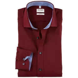 OLYMP Businesshemd Level Five body fit rot 37 - Business- & Abendmode für Herren, elastisches Hemd in dunkelrot mit Kentkragen, ideal für einen modernen und eleganten Auftritt im Büro.
