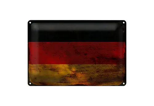 Roomando Metallschild Flagge Deutschland 18x12cm Flag Germany Rost