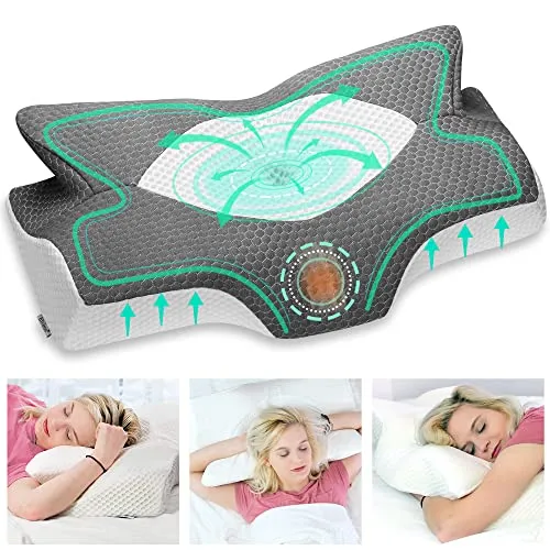 Elviros Orthopädisches Nackenkissen aus Memory Foam - Nackenhörnchen mit ergonomischem Design, reduziert Nacken- und Rückenschmerzen, abnehmbarer und atmungsaktiver Bezug für optimalen Schlafkomfort.