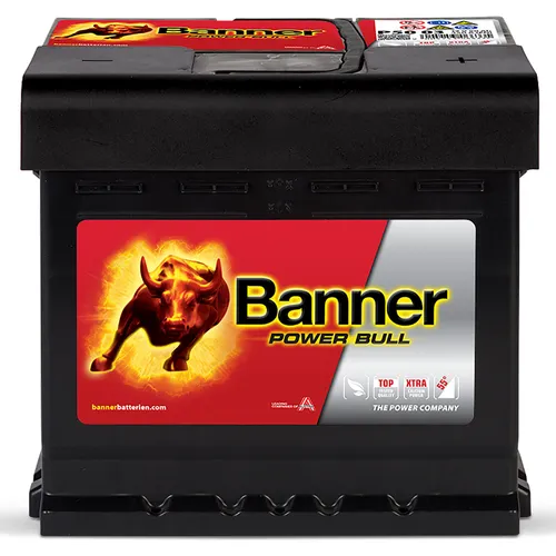 Banner 50Ah Autobatterie Power Bull 12V 450A - Autobatterie für PKWs, wartungsfrei, vibrations- und auslaufsicher, ideal für zuverlässigen Start bei jedem Wetter.