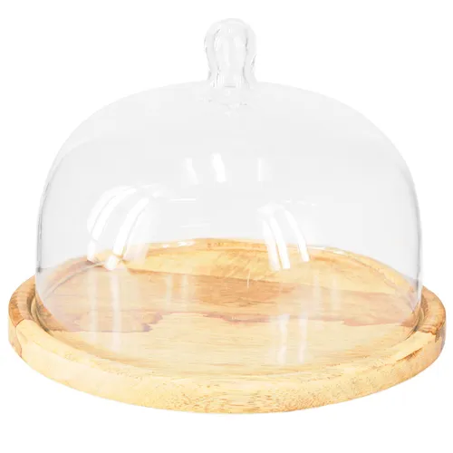 Glasglocke mit Holzteller Ø22cm – Tischdeko für kreative Arrangements - Elegante Glasglocke mit natürlichem Holzteller, ideal für stilvolle Dekorationen. Perfekt für kreative Ideen und vielseitig einsetzbar – ein Highlight für jeden Tisch!