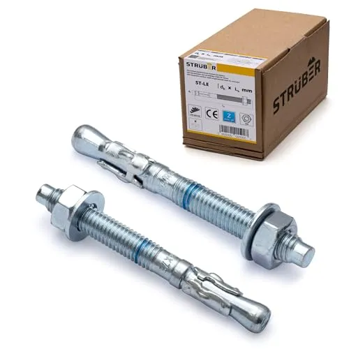 STRÜBER Schwerlastanker verzinkt (M10x90mm / 50 Stück) - Bolzenanker in Industriequalität - Keilanker aus verzinktem Stahl - Schwerlastdübel - Ankerbolzen - Stahlanker