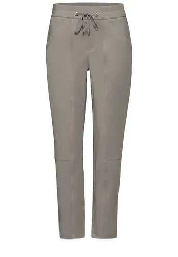 STREET ONE Damen A378518 Hose im Loose Fit, Ashen Maple Beige, 42W / 28L - Damen-Hosen mit Mid Waist und Slim Legs, ausgestattet mit seitlichen Taschen und Tunnelzug am Bund für optimalen Tragekomfort.