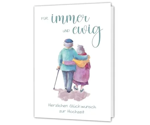 PICTALOO Hochzeitskarte immer und ewig, Glückwunschkarte Hochzeit, wunderschön illustrierte Karte zur Hochzeit Trauung auch für Geldgeschenke, edles Hochzeitsgeschenk Brautpaar, Grußkarte Ehepaar