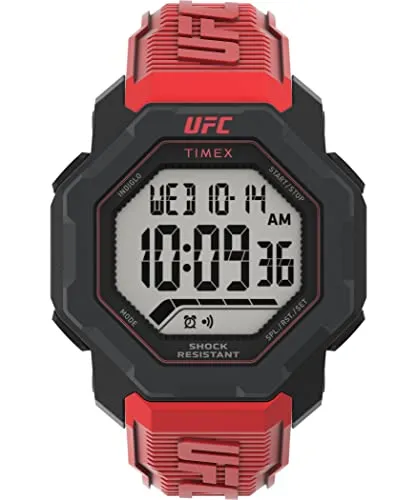 Timex UFC Strength Knockout 48mm Herren-Armbanduhr - Armbanduhren für Herren mit digitaler Zifferblattanzeige, wasserdicht bis 100m, ideal für Sport und Freizeit, inkl. Stoppuhr und Schrittzählung.