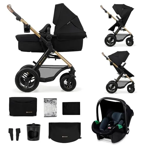 Kinderkraft MOOV2 AIR Kinderwagen 3 in 1 - Multifunktionaler Kinderwagen bis 26 kg mit verstellbarem Liegesitz, großen aufblasbaren Rädern und umfangreichem Zubehör für optimalen Komfort in der Stadt und Natur.
