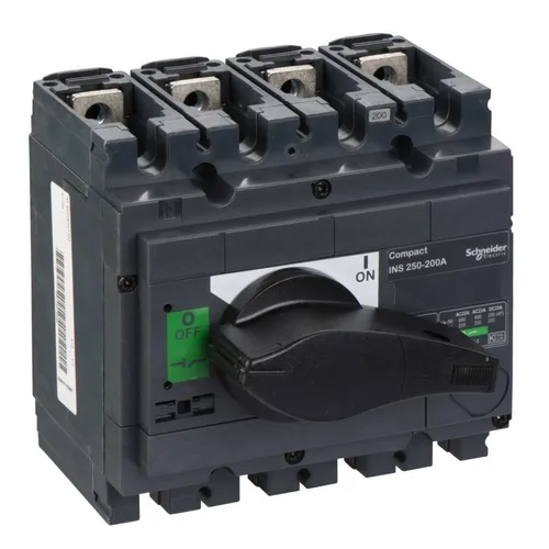 Schneider Electric Lasttrennschalter INS250-200 4p - Steckverbinder Zubehör, leistungsstarker Lasttrennschalter mit 200 A für maximale Sicherheit und Zuverlässigkeit in elektrischen Anlagen.