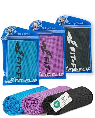 Fit-Flip Kühltuch 3er Set – Kühlendes Handtuch für Fitness und Sport - Handtücher für Sport und Freizeit, mit natürlichem Kühleffekt durch Verdunstungskälte – ideal für aktives Training und heiße Tage.