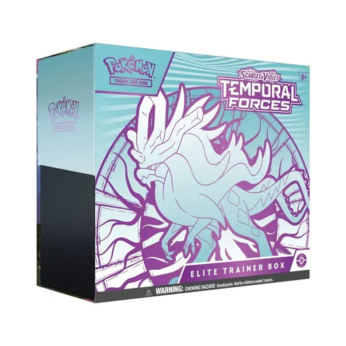 Pokémon TCG: Scarlet & Violet – Temporal Forces Elite Trainer Box - Deckkartenspiele, enthält 9 Boosterpacks, eine Fullart Foil-Promo-Karte und hochwertige Kartenhüllen für ein optimales Spielerlebnis.