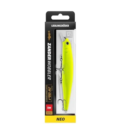 Lieblingsköder Zanderwobbler 125mm 20g - Effektiver Wobbler für Zanderangeln in Neo-Farbe - Lockmittel für Zanderangeln, 125mm lang und 20g schwer. Ideal für gezielte Zanderansprache mit einer Tauchtiefe von 1m.