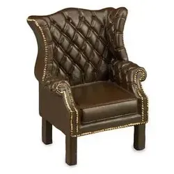 001.768/0 - Chippendale Sessel, Miniatur - Miniatur Chippendale Sessel, kunstvoll handgefertigt mit goldenen Nieten und Karomuster, ein edler Blickfang für Puppenhäuser und Sammler.