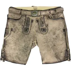 MADDOX Kurze Trachten Lederhose "Horb" mit Gürtel | Größe 64 - Stilvolle kurze Lederhose aus echtem, pflanzlich gegerbtem Leder für optimalen Tragekomfort. Mit schicker Zierschnalle, Stickereien und praktischen Taschen ideal für festliche Anlässe.
