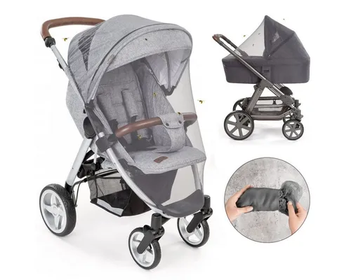 Zamboo Insektenschutzplissee Grau, Universal Insektenschutz / Mückennetz für Kinderwagen & Buggy