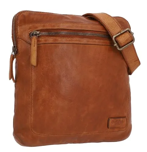 Gusti Leder Umhängetasche Hanne - Braun, Hochformat - Elegante Umhängetasche aus hochwertigem Anilinleder, ideal für den täglichen Gebrauch. Mit praktischen Maßen von 27x25x4 cm und stilvollem Cognac-Farbton.