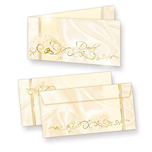 tatmotive Danksagung Hochzeit PERLMUTT (40 Sets) sehr elegante Danksagungskarten für Hochzeit, inkl. Dreieckstaschen für Ihr Hochzeitsbild