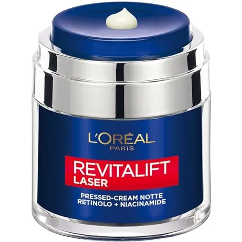 L’Oréal Paris Revitalift Laser Pressed Cream Nachtcreme 50 ml - Nachtcreme für Damen, regeneriert und vitalisiert die Haut über Nacht, reduziert Falten und sorgt für ein strahlendes Hautbild.