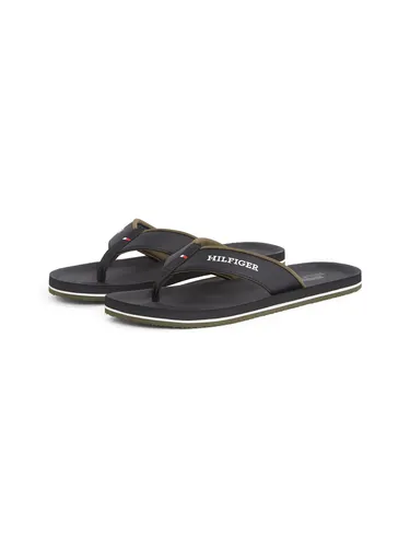 Zehentrenner TOMMY HILFIGER "PADDED COMFORT HILFIGER B SANDAL", Herren, Gr. 39, schwarz, Lederimitat, Textil, casual, Schuhe, Sommerschuh, Schlappen, Badeschuh mit Logoschriftzug
