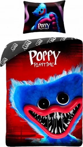 Märchenhafte Bettwäsche Poppy Playtime Huggy Wuggy 140x200 - Hochwertige 100% Baumwollbettwäsche mit beidseitigem Druck und leuchtenden Farben. Set besteht aus Bettbezug (140x200 cm) und Kissenbezug (70x90 cm). Ideal als Geschenk für Kinder!