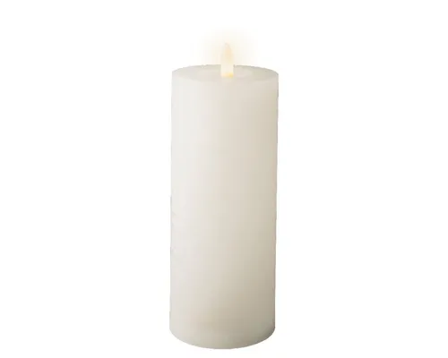 Lumineo LED-Kerze, LED Kerze 7x19cm mit Timer Wachs Rustik Weiß / Warmweiß
