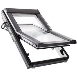 Roto Dachfenster Designo RotoTronic R69P K2EF Premium Verglasung Kunststoff Elektro-Funk Fenster, 114x98 cm (11/9)