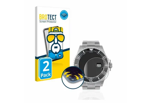 BROTECT Displayschutzfolie Fullscreen Schutzfolie für Rolex Sea-Dweller 43mm (Date), 2 Stück, 2 Stück, Displayschutz Folie Fullcover Klar Transparent